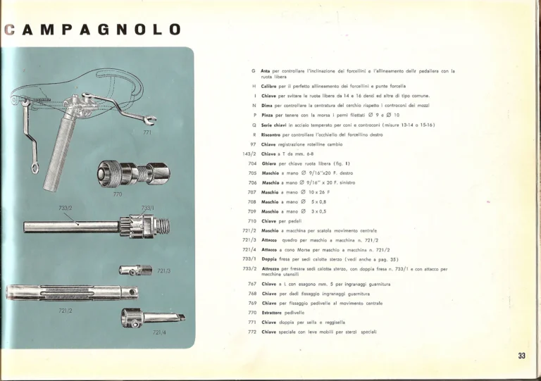 Campagnolo Catalog No. 14 of about 1958 — The Record Road and Track Groups, the Record Crank Sets and the Gran Sport and Sport Groups — page 35 of 43