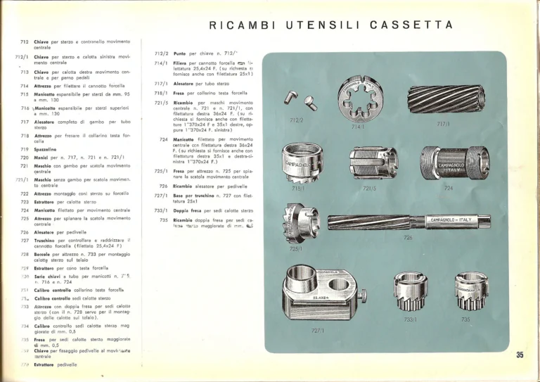 Campagnolo Catalog No. 14 of about 1958 — The Record Road and Track Groups, the Record Crank Sets and the Gran Sport and Sport Groups — page 37 of 43