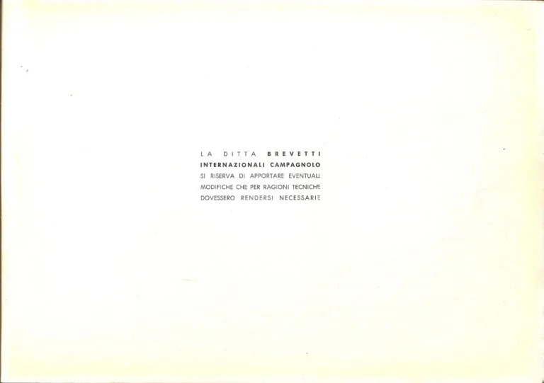 Campagnolo Catalog No. 14 of about 1958 — The Record Road and Track Groups, the Record Crank Sets and the Gran Sport and Sport Groups — page 43 of 43