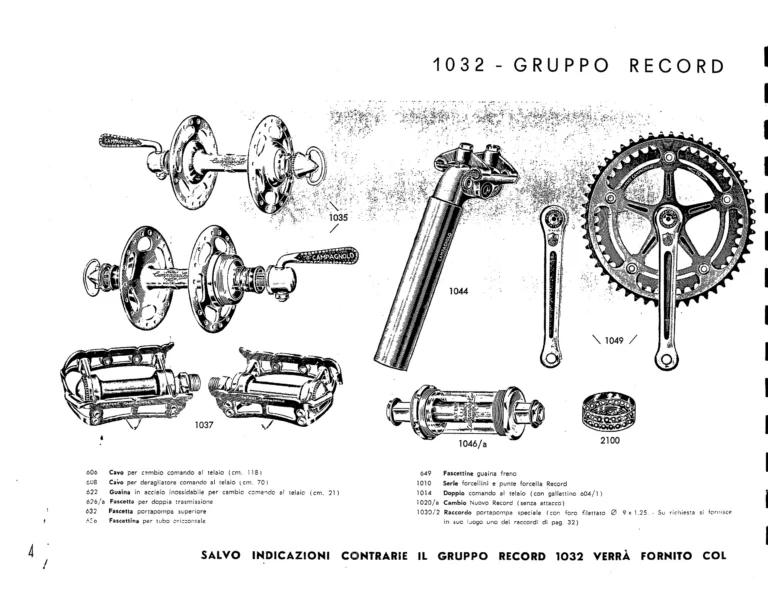 Campagnolo Catalog No. 15 of about 1967 — The Nuovo Record Gear, Valentino Super, Nuovo Sport and the Record Road and Track Groups — page 6 of 43