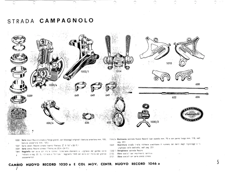 Campagnolo Catalog No. 15 of about 1967 — The Nuovo Record Gear, Valentino Super, Nuovo Sport and the Record Road and Track Groups — page 7 of 43