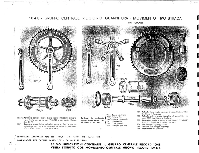 Campagnolo Catalog No. 15 of about 1967 — The Nuovo Record Gear, Valentino Super, Nuovo Sport and the Record Road and Track Groups — page 22 of 43