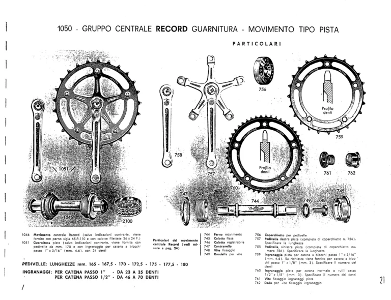 Campagnolo Catalog No. 15 of about 1967 — The Nuovo Record Gear, Valentino Super, Nuovo Sport and the Record Road and Track Groups — page 23 of 43