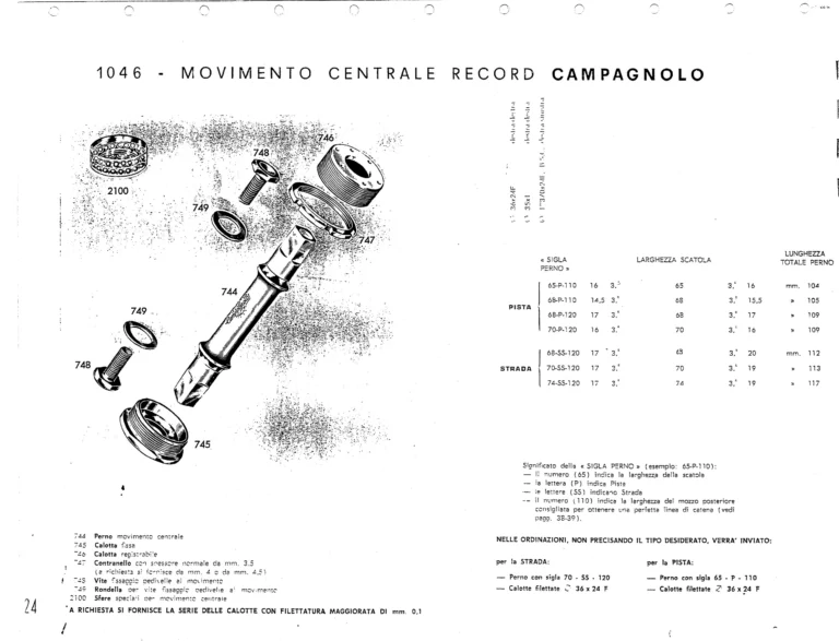 Campagnolo Catalog No. 15 of about 1967 — The Nuovo Record Gear, Valentino Super, Nuovo Sport and the Record Road and Track Groups — page 26 of 43