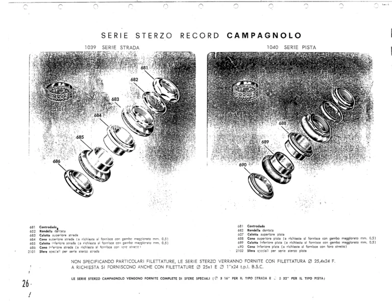 Campagnolo Catalog No. 15 of about 1967 — The Nuovo Record Gear, Valentino Super, Nuovo Sport and the Record Road and Track Groups — page 28 of 43