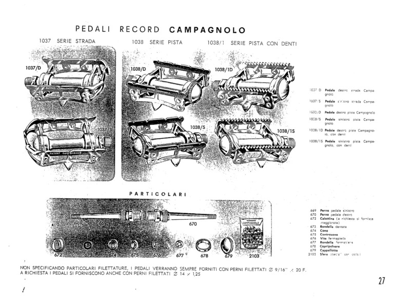 Campagnolo Catalog No. 15 of about 1967 — The Nuovo Record Gear, Valentino Super, Nuovo Sport and the Record Road and Track Groups — page 29 of 43