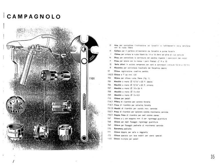 Campagnolo Catalog No. 15 of about 1967 — The Nuovo Record Gear, Valentino Super, Nuovo Sport and the Record Road and Track Groups — page 37 of 43
