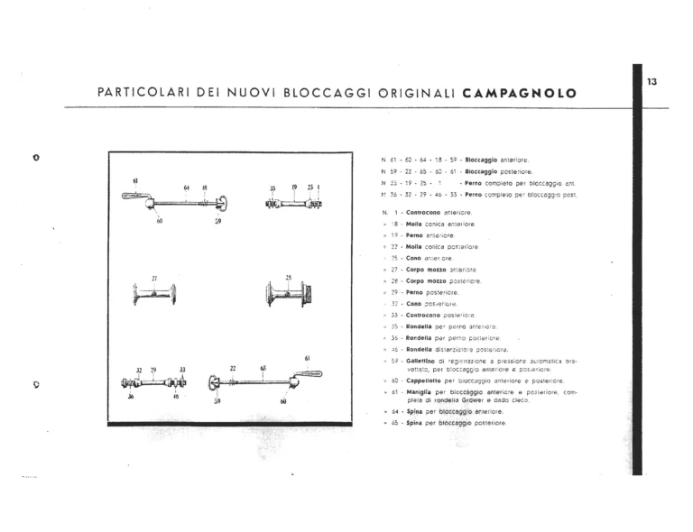 Campagnolo Catalog of about 1951 — The Corsa, Paris-Roubaix and Gran Sport Gears, Front Derailleurs, Hubs, Controls, Dropouts and Tools — page 15 of 24