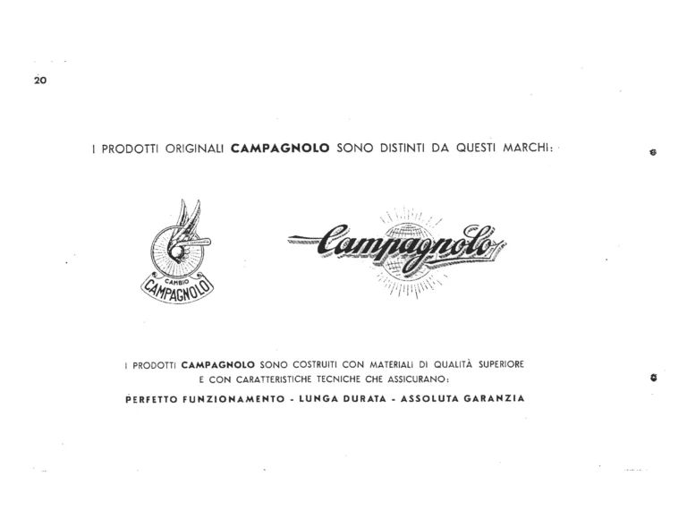 Campagnolo Catalog of about 1951 — The Corsa, Paris-Roubaix and Gran Sport Gears, Front Derailleurs, Hubs, Controls, Dropouts and Tools — page 22 of 24