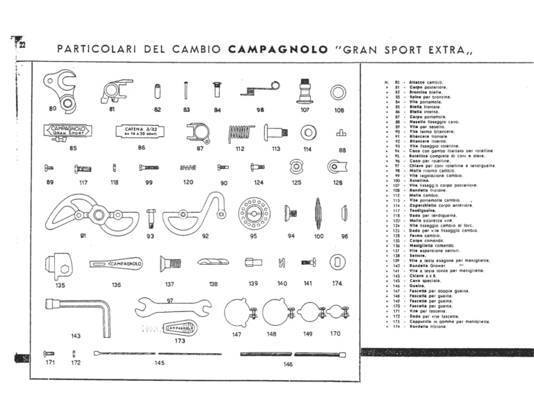 Campagnolo Catalog Supplement of about 1952 — The 1012 Gran Sport Extra and 1013 Sport Gears and Their Controls — page 2 of 6