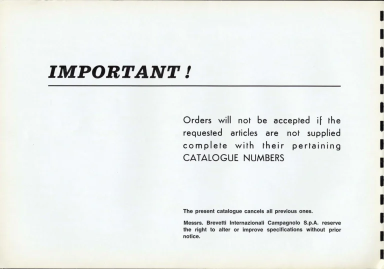 Campagnolo Catalogue No. 16 of about 1969, English Edition — Nuovo Record, Valentino Extra and Sport Extra Gears and the Record Sidepull Brakes — page 4 of 45