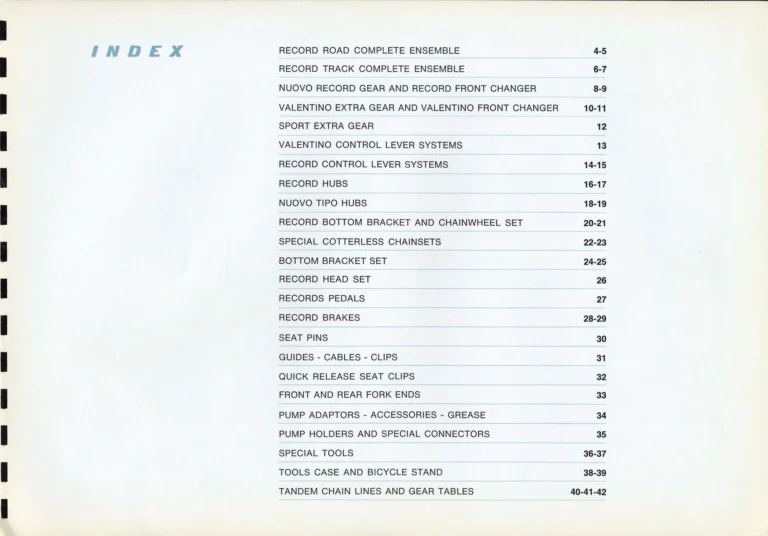 Campagnolo Catalogue No. 16 of about 1969, English Edition — Nuovo Record, Valentino Extra and Sport Extra Gears and the Record Sidepull Brakes — page 5 of 45