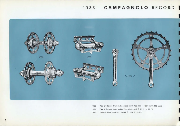 Campagnolo Catalogue No. 16 of about 1969, English Edition — Nuovo Record, Valentino Extra and Sport Extra Gears and the Record Sidepull Brakes — page 8 of 45