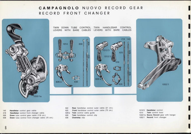 Campagnolo Catalogue No. 16 of about 1969, English Edition — Nuovo Record, Valentino Extra and Sport Extra Gears and the Record Sidepull Brakes — page 10 of 45