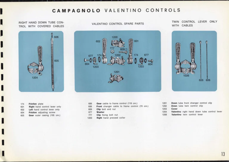 Campagnolo Catalogue No. 16 of about 1969, English Edition — Nuovo Record, Valentino Extra and Sport Extra Gears and the Record Sidepull Brakes — page 15 of 45