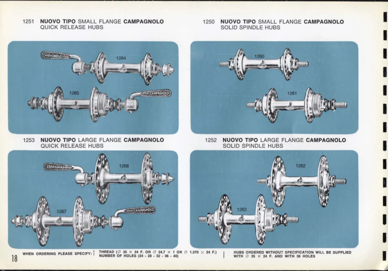 Campagnolo Catalogue No. 16 of about 1969, English Edition — Nuovo Record, Valentino Extra and Sport Extra Gears and the Record Sidepull Brakes — page 20 of 45