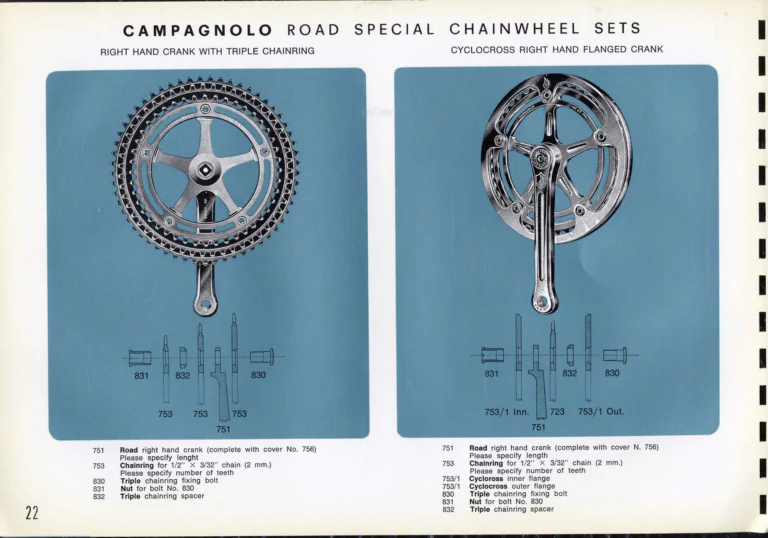 Campagnolo Catalogue No. 16 of about 1969, English Edition — Nuovo Record, Valentino Extra and Sport Extra Gears and the Record Sidepull Brakes — page 24 of 45