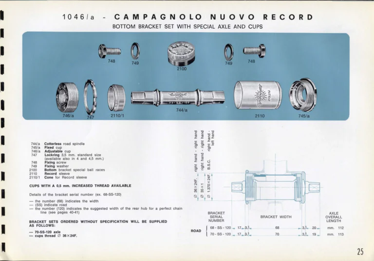 Campagnolo Catalogue No. 16 of about 1969, English Edition — Nuovo Record, Valentino Extra and Sport Extra Gears and the Record Sidepull Brakes — page 27 of 45