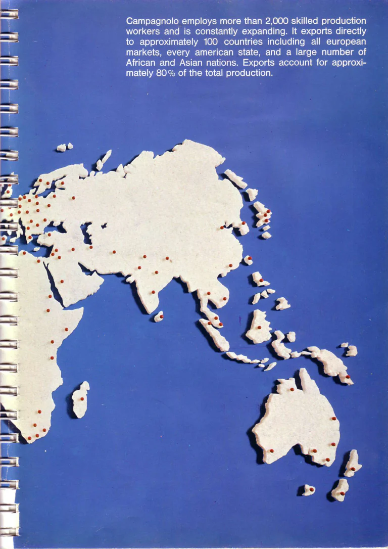 Campagnolo 1974 Catalogue No. 17 — Super Record in Titanium, Record, Gran Sport and Valentino Extra, with the Firm Beyond Bicycles — page 11 of 102