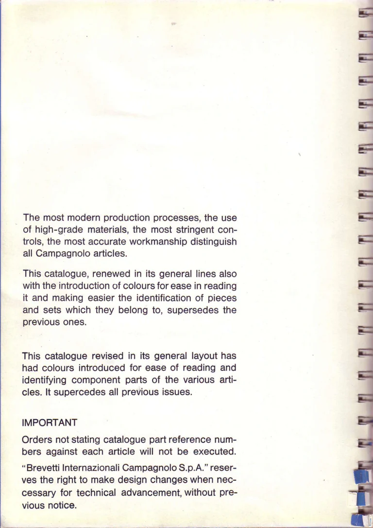 Campagnolo 1974 Catalogue No. 17 — Super Record in Titanium, Record, Gran Sport and Valentino Extra, with the Firm Beyond Bicycles — page 12 of 102