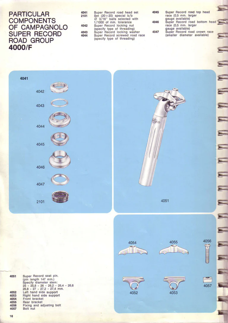 Campagnolo 1974 Catalogue No. 17 — Super Record in Titanium, Record, Gran Sport and Valentino Extra, with the Firm Beyond Bicycles — page 26 of 102
