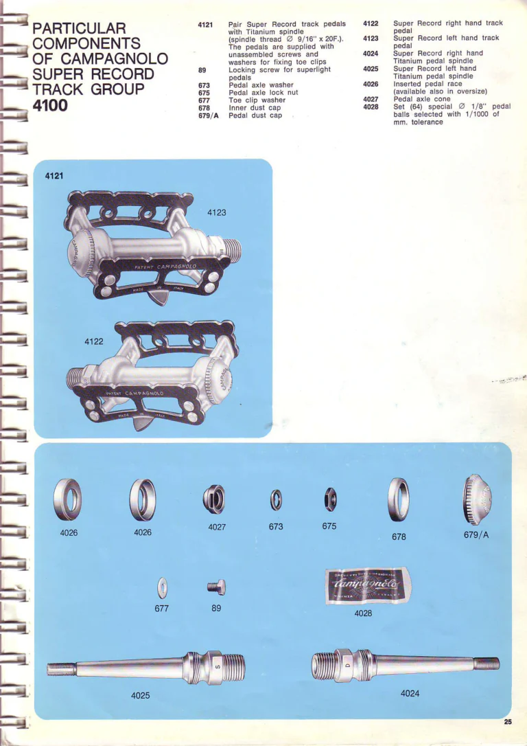 Campagnolo 1974 Catalogue No. 17 — Super Record in Titanium, Record, Gran Sport and Valentino Extra, with the Firm Beyond Bicycles — page 34 of 102
