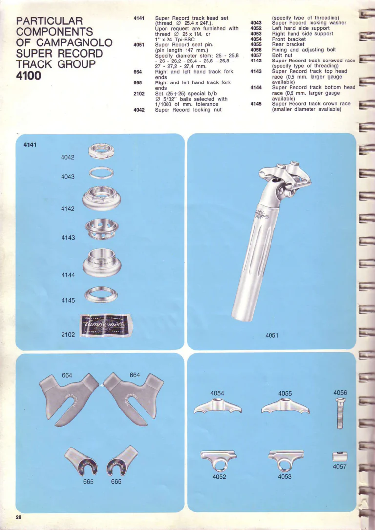 Campagnolo 1974 Catalogue No. 17 — Super Record in Titanium, Record, Gran Sport and Valentino Extra, with the Firm Beyond Bicycles — page 37 of 102