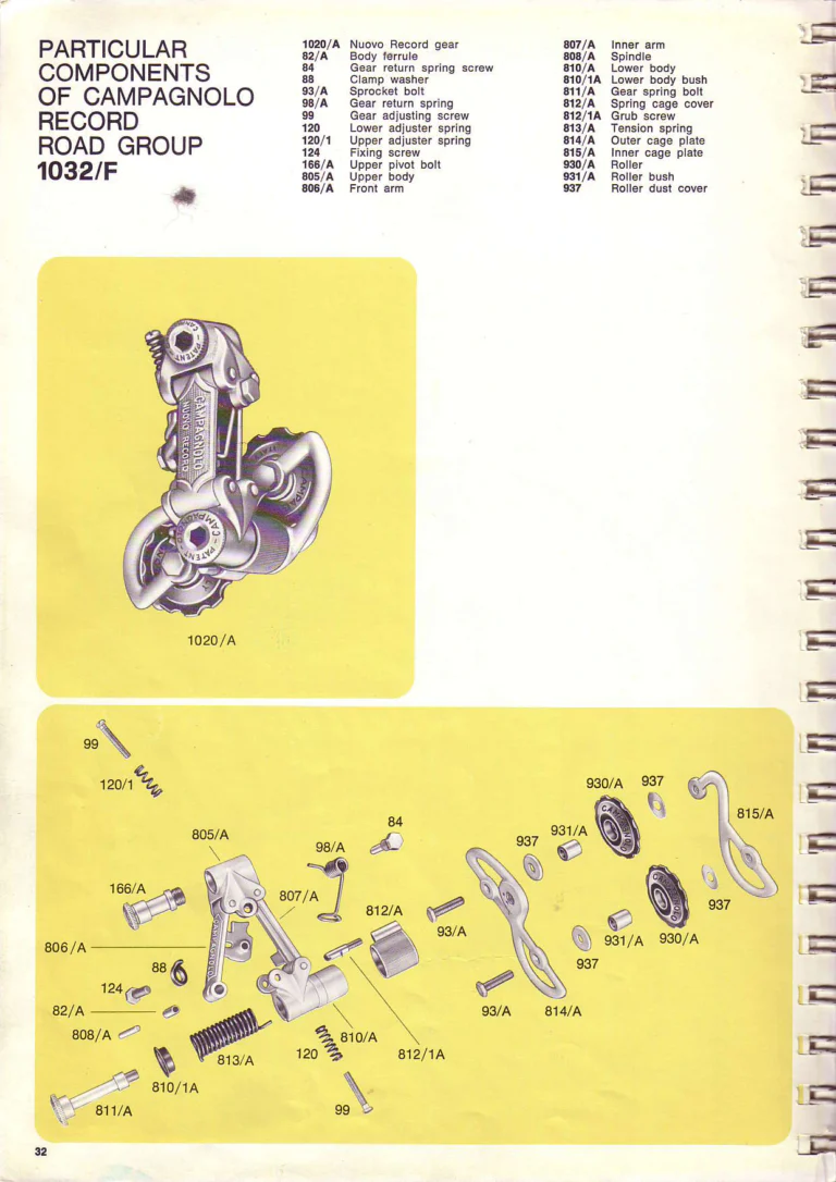 Campagnolo 1974 Catalogue No. 17 — Super Record in Titanium, Record, Gran Sport and Valentino Extra, with the Firm Beyond Bicycles — page 41 of 102