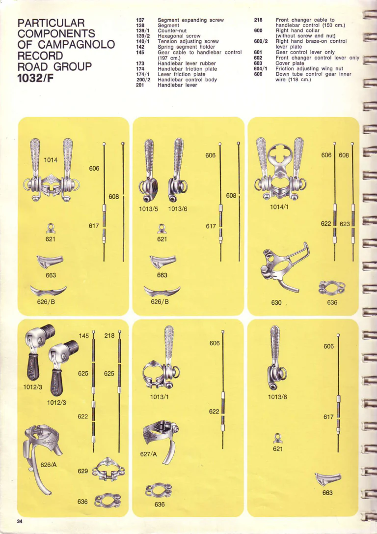 Campagnolo 1974 Catalogue No. 17 — Super Record in Titanium, Record, Gran Sport and Valentino Extra, with the Firm Beyond Bicycles — page 43 of 102