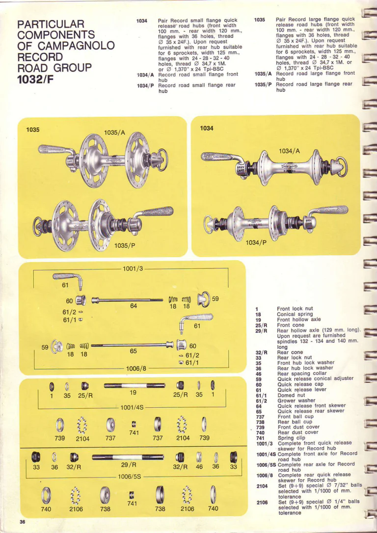 Campagnolo 1974 Catalogue No. 17 — Super Record in Titanium, Record, Gran Sport and Valentino Extra, with the Firm Beyond Bicycles — page 45 of 102