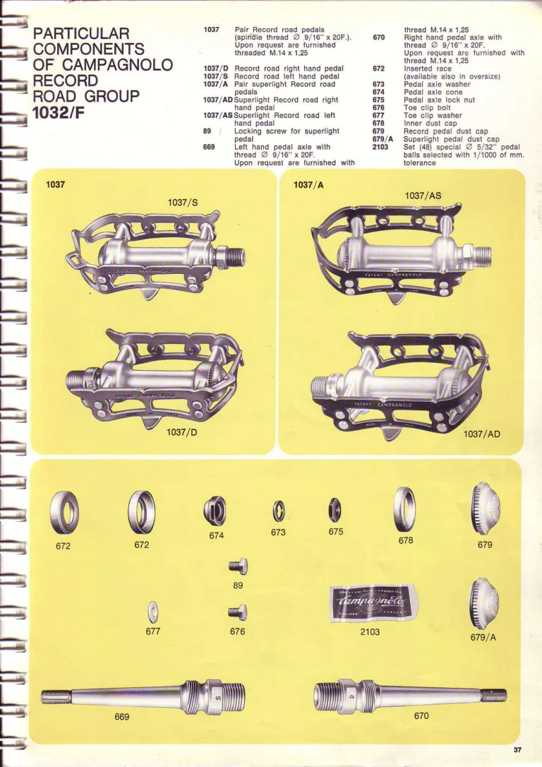 Campagnolo 1974 Catalogue No. 17 — Super Record in Titanium, Record, Gran Sport and Valentino Extra, with the Firm Beyond Bicycles — page 46 of 102