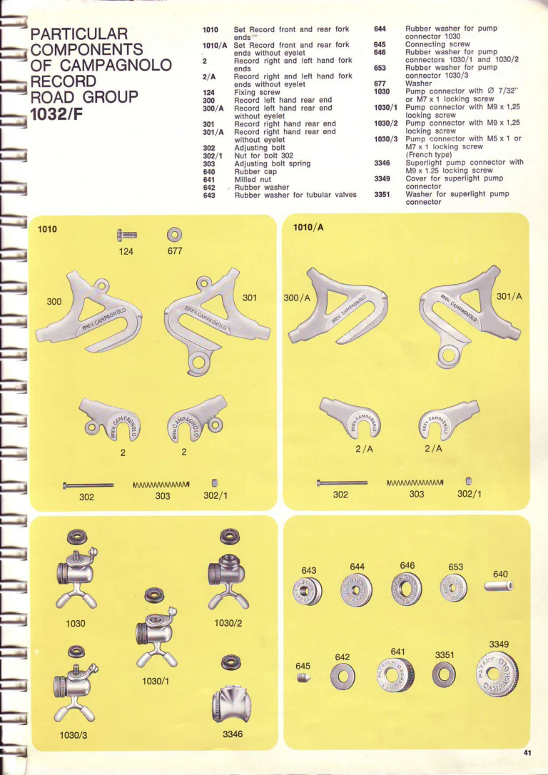 Campagnolo 1974 Catalogue No. 17 — Super Record in Titanium, Record, Gran Sport and Valentino Extra, with the Firm Beyond Bicycles — page 50 of 102