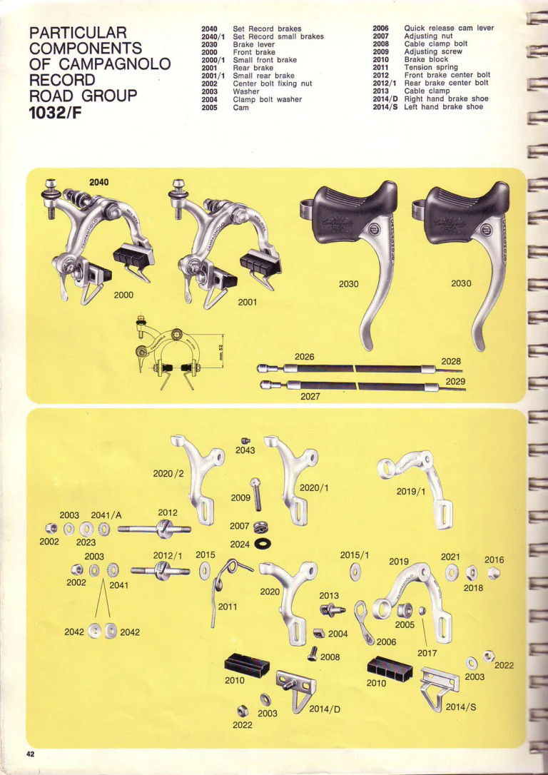 Campagnolo 1974 Catalogue No. 17 — Super Record in Titanium, Record, Gran Sport and Valentino Extra, with the Firm Beyond Bicycles — page 51 of 102