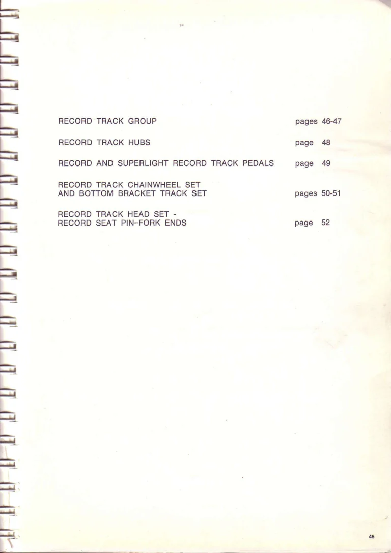 Campagnolo 1974 Catalogue No. 17 — Super Record in Titanium, Record, Gran Sport and Valentino Extra, with the Firm Beyond Bicycles — page 53 of 102