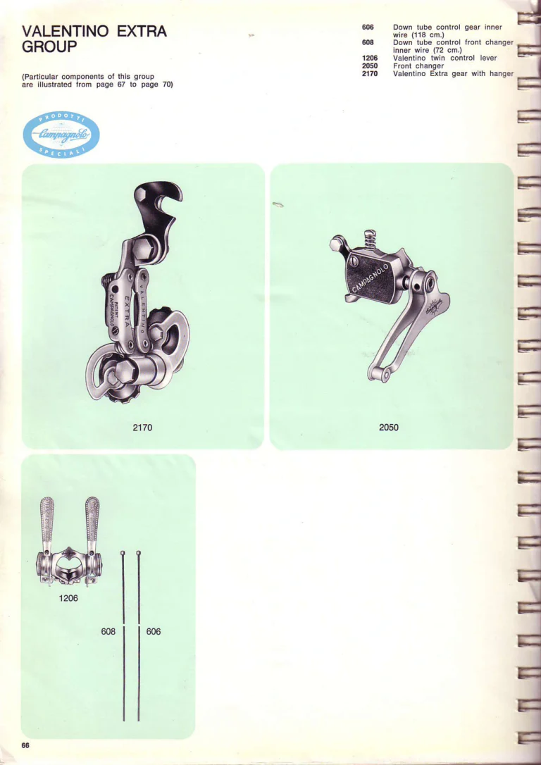 Campagnolo 1974 Catalogue No. 17 — Super Record in Titanium, Record, Gran Sport and Valentino Extra, with the Firm Beyond Bicycles — page 74 of 102