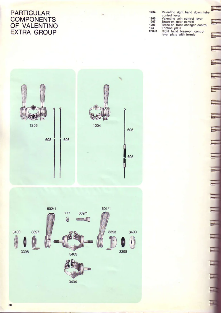 Campagnolo 1974 Catalogue No. 17 — Super Record in Titanium, Record, Gran Sport and Valentino Extra, with the Firm Beyond Bicycles — page 76 of 102