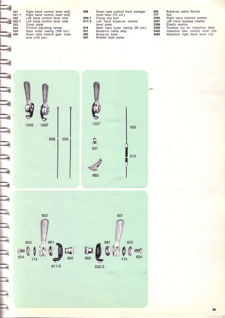 Campagnolo 1974 Catalogue No. 17 — Super Record in Titanium, Record, Gran Sport and Valentino Extra, with the Firm Beyond Bicycles — page 77 of 102