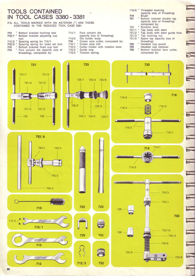 Campagnolo 1974 Catalogue No. 17 — Super Record in Titanium, Record, Gran Sport and Valentino Extra, with the Firm Beyond Bicycles — page 93 of 102