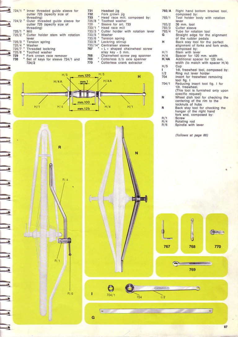 Campagnolo 1974 Catalogue No. 17 — Super Record in Titanium, Record, Gran Sport and Valentino Extra, with the Firm Beyond Bicycles — page 94 of 102