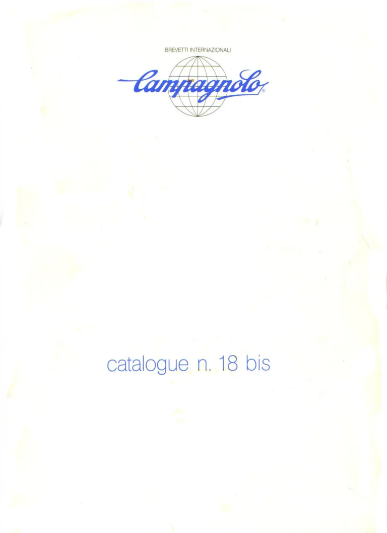 Campagnolo 1985 Catalogue No. 18 bis — C-Record, Victory and Triomphe: the Groups, Gears, Brakes and Rims of the C-Record Range — page 1 of 54