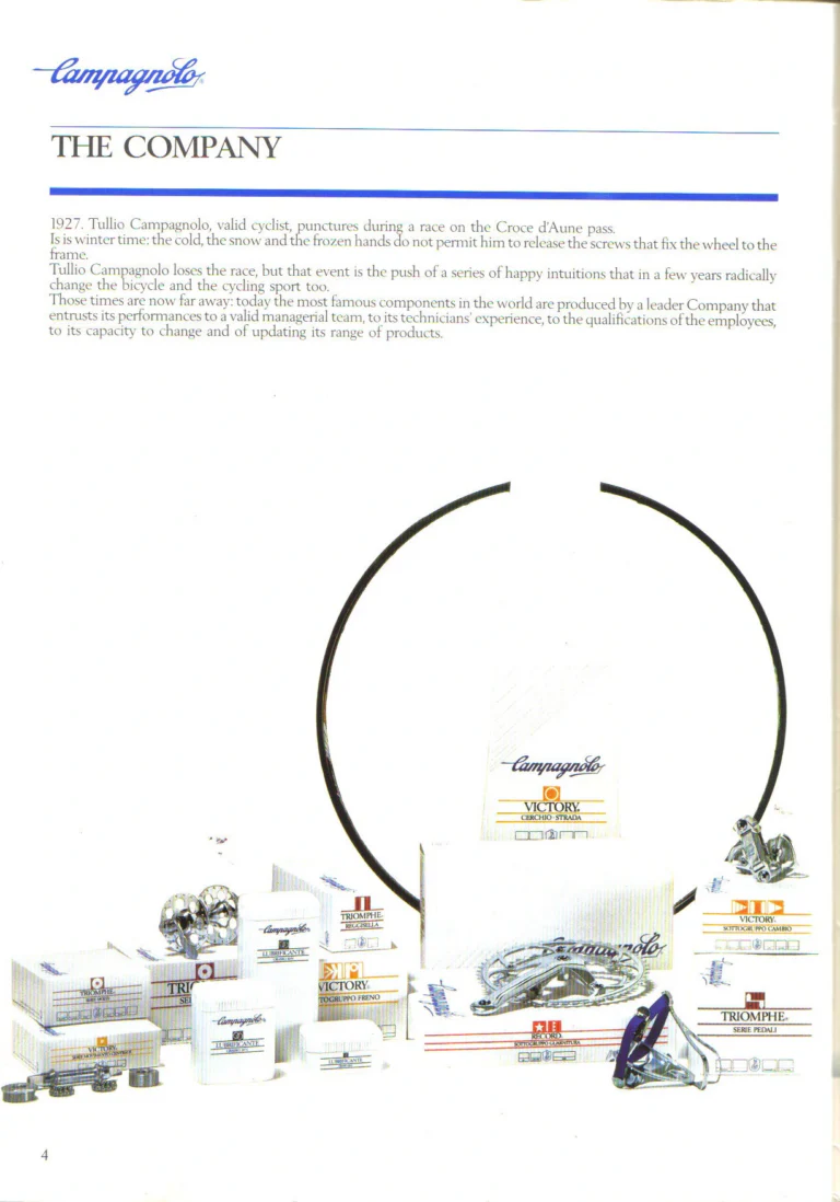 Campagnolo 1985 Catalogue No. 18 bis — C-Record, Victory and Triomphe: the Groups, Gears, Brakes and Rims of the C-Record Range — page 3 of 54