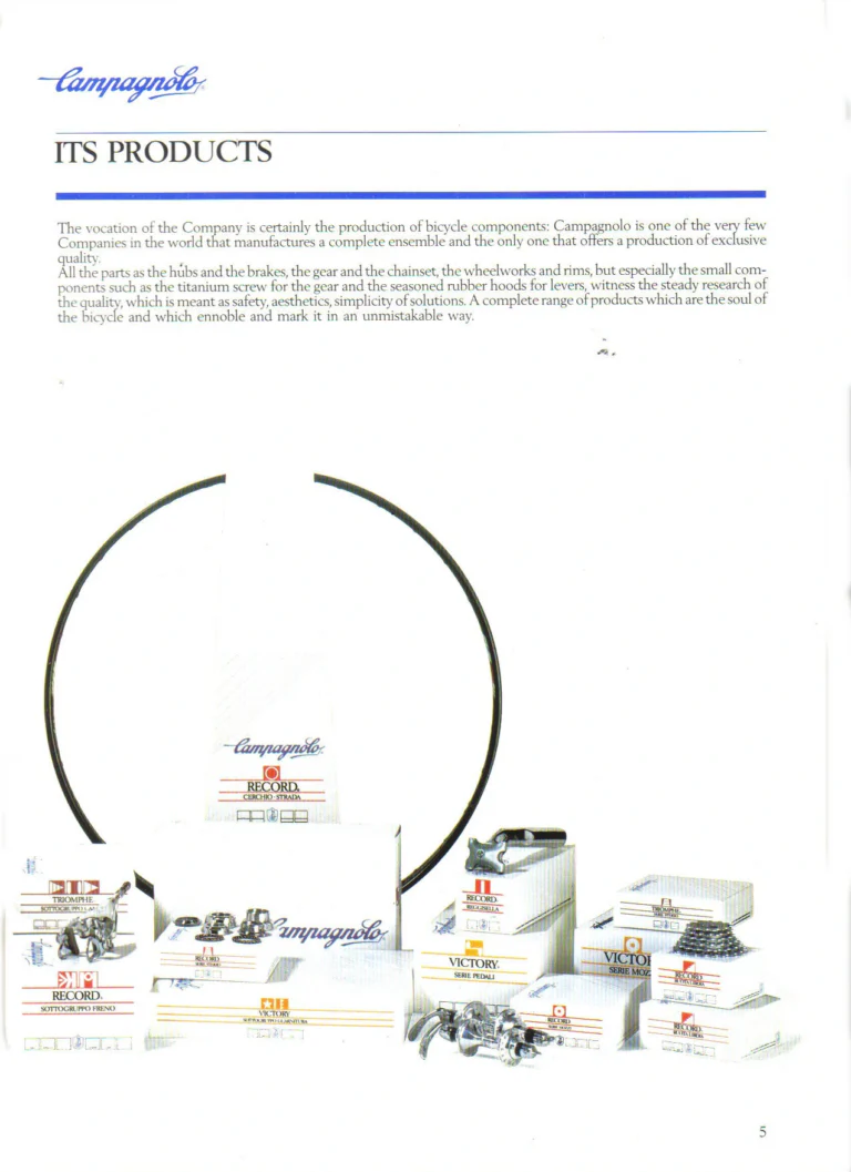 Campagnolo 1985 Catalogue No. 18 bis — C-Record, Victory and Triomphe: the Groups, Gears, Brakes and Rims of the C-Record Range — page 4 of 54