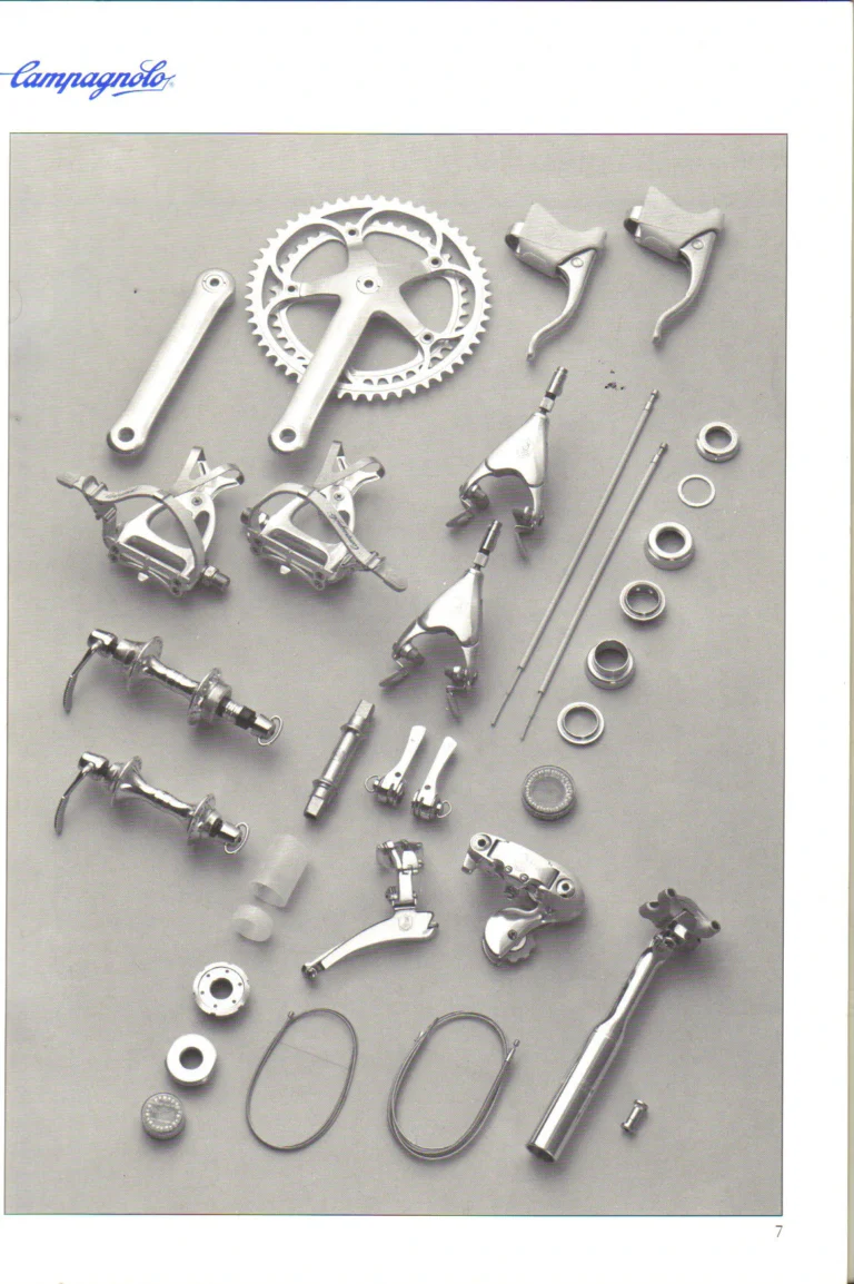 Campagnolo 1985 Catalogue No. 18 bis — C-Record, Victory and Triomphe: the Groups, Gears, Brakes and Rims of the C-Record Range — page 6 of 54