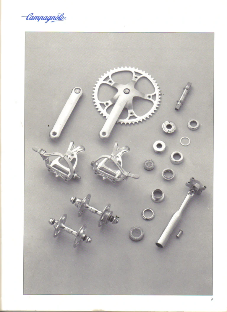 Campagnolo 1985 Catalogue No. 18 bis — C-Record, Victory and Triomphe: the Groups, Gears, Brakes and Rims of the C-Record Range — page 8 of 54