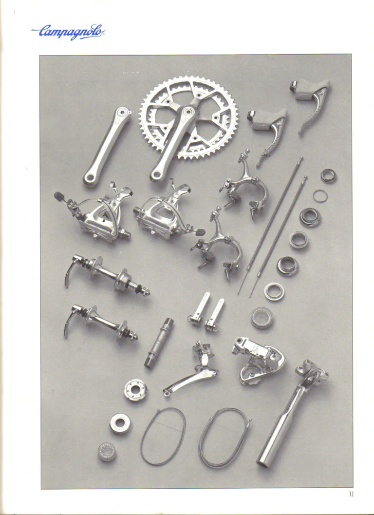Campagnolo 1985 Catalogue No. 18 bis — C-Record, Victory and Triomphe: the Groups, Gears, Brakes and Rims of the C-Record Range — page 10 of 54