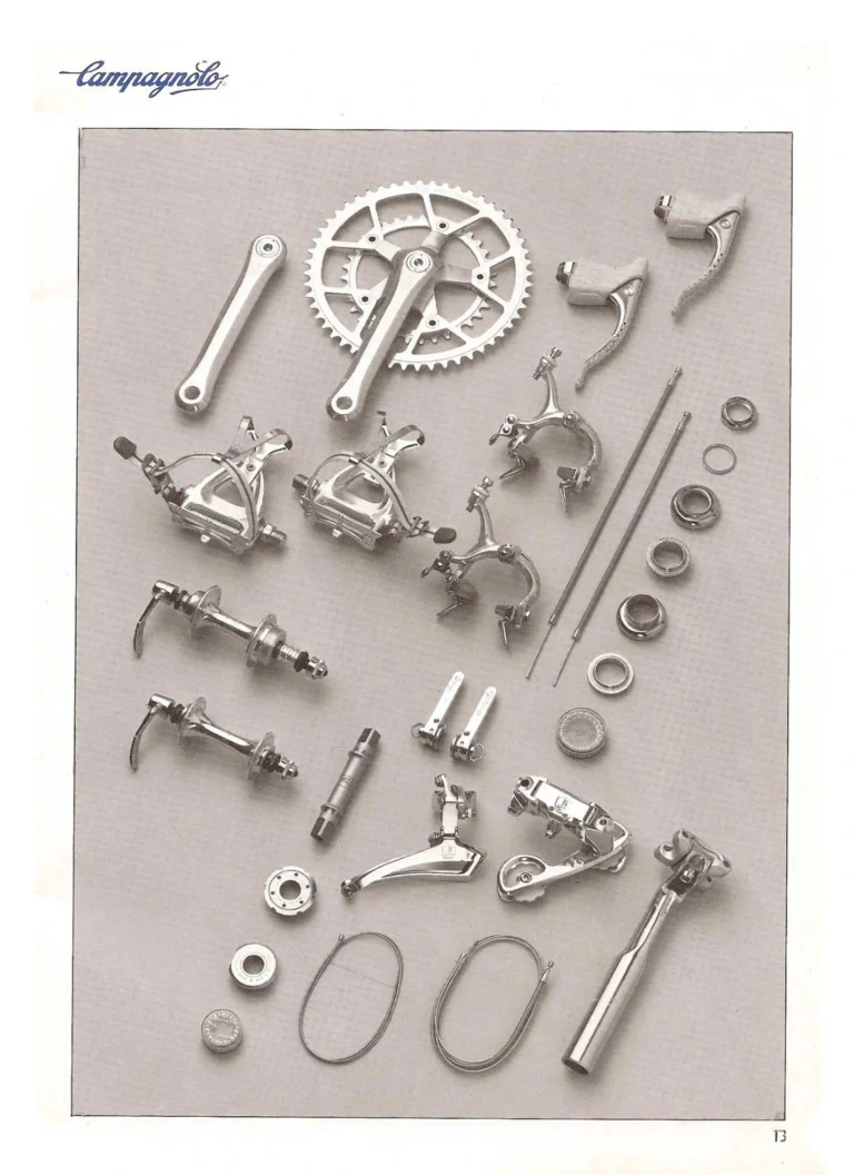 Campagnolo 1985 Catalogue No. 18 bis — C-Record, Victory and Triomphe: the Groups, Gears, Brakes and Rims of the C-Record Range — page 12 of 54