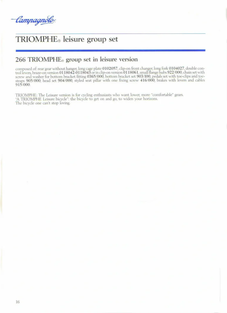 Campagnolo 1985 Catalogue No. 18 bis — C-Record, Victory and Triomphe: the Groups, Gears, Brakes and Rims of the C-Record Range — page 15 of 54