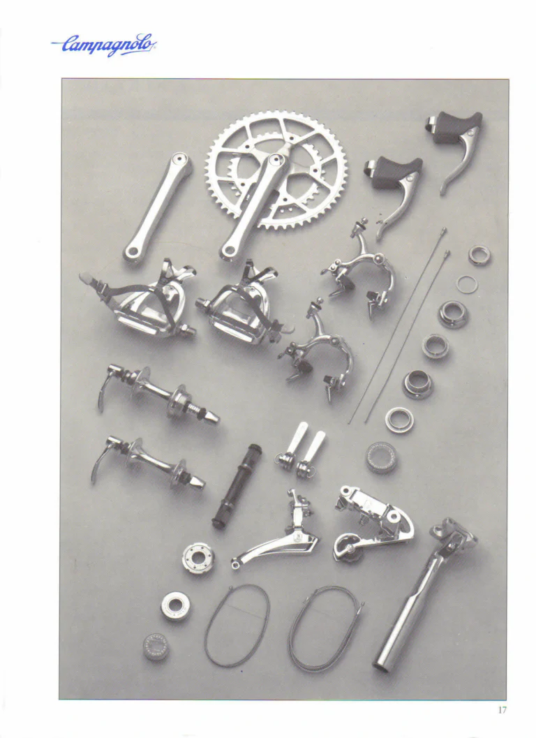 Campagnolo 1985 Catalogue No. 18 bis — C-Record, Victory and Triomphe: the Groups, Gears, Brakes and Rims of the C-Record Range — page 16 of 54