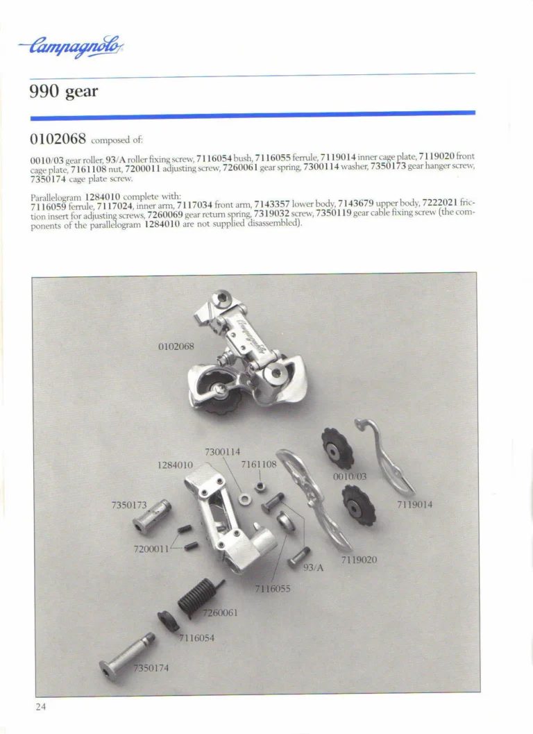Campagnolo 1985 Catalogue No. 18 bis — C-Record, Victory and Triomphe: the Groups, Gears, Brakes and Rims of the C-Record Range — page 23 of 54