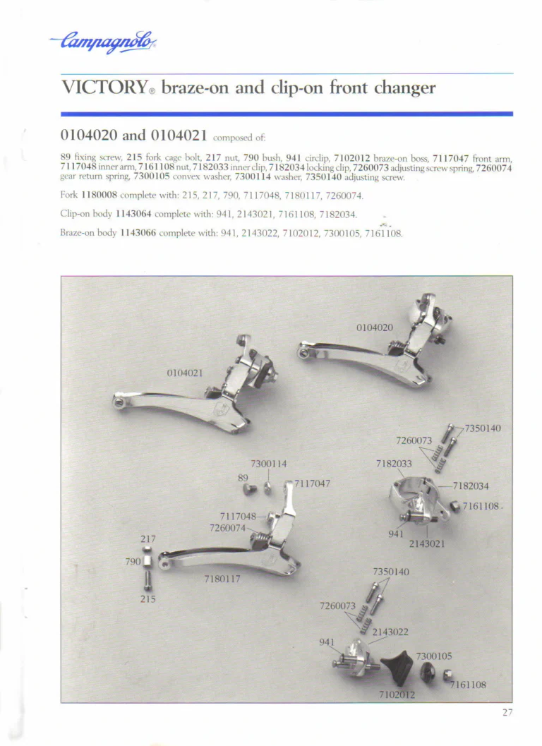 Campagnolo 1985 Catalogue No. 18 bis — C-Record, Victory and Triomphe: the Groups, Gears, Brakes and Rims of the C-Record Range — page 26 of 54